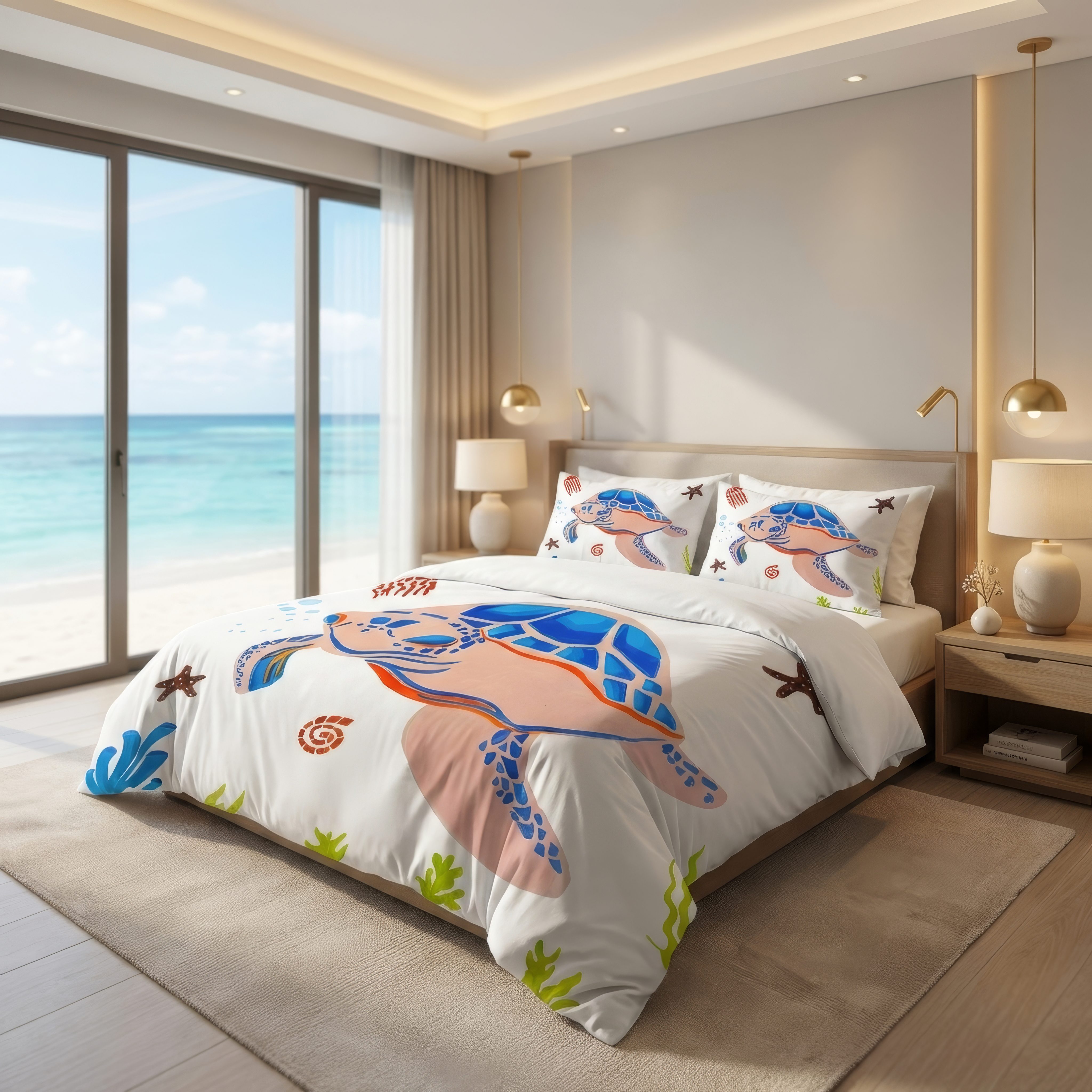 Bluish Turtle Bedding Set