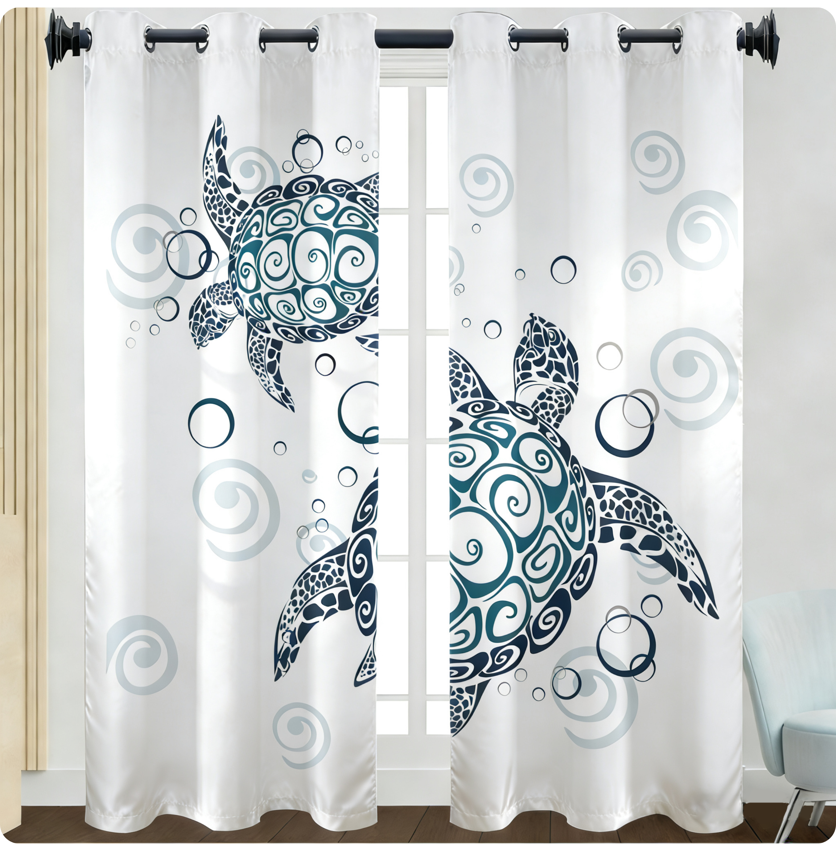 Marine Turtle Living Room Curtain