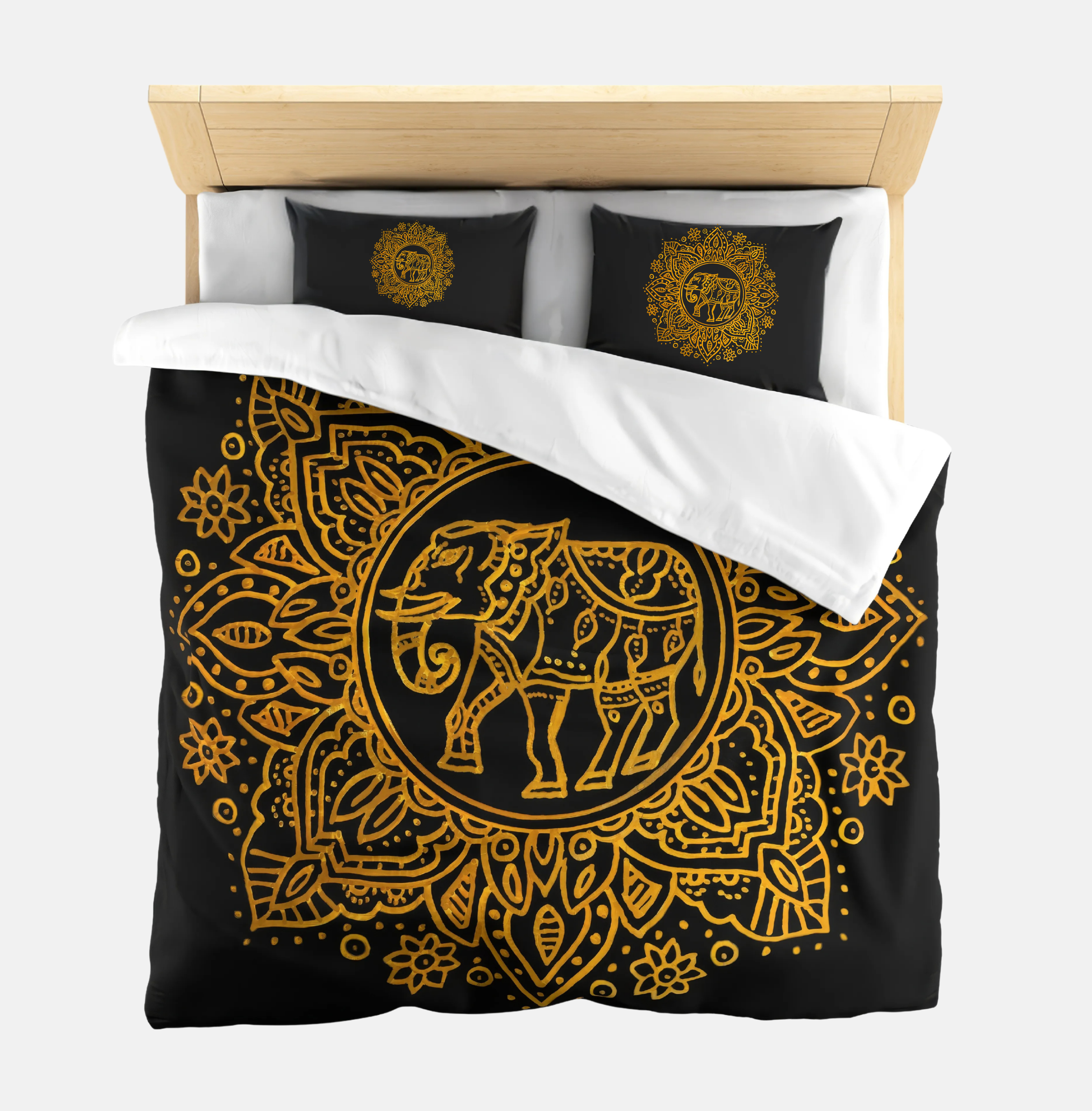 Gold Elephant Mandala Bedding Set