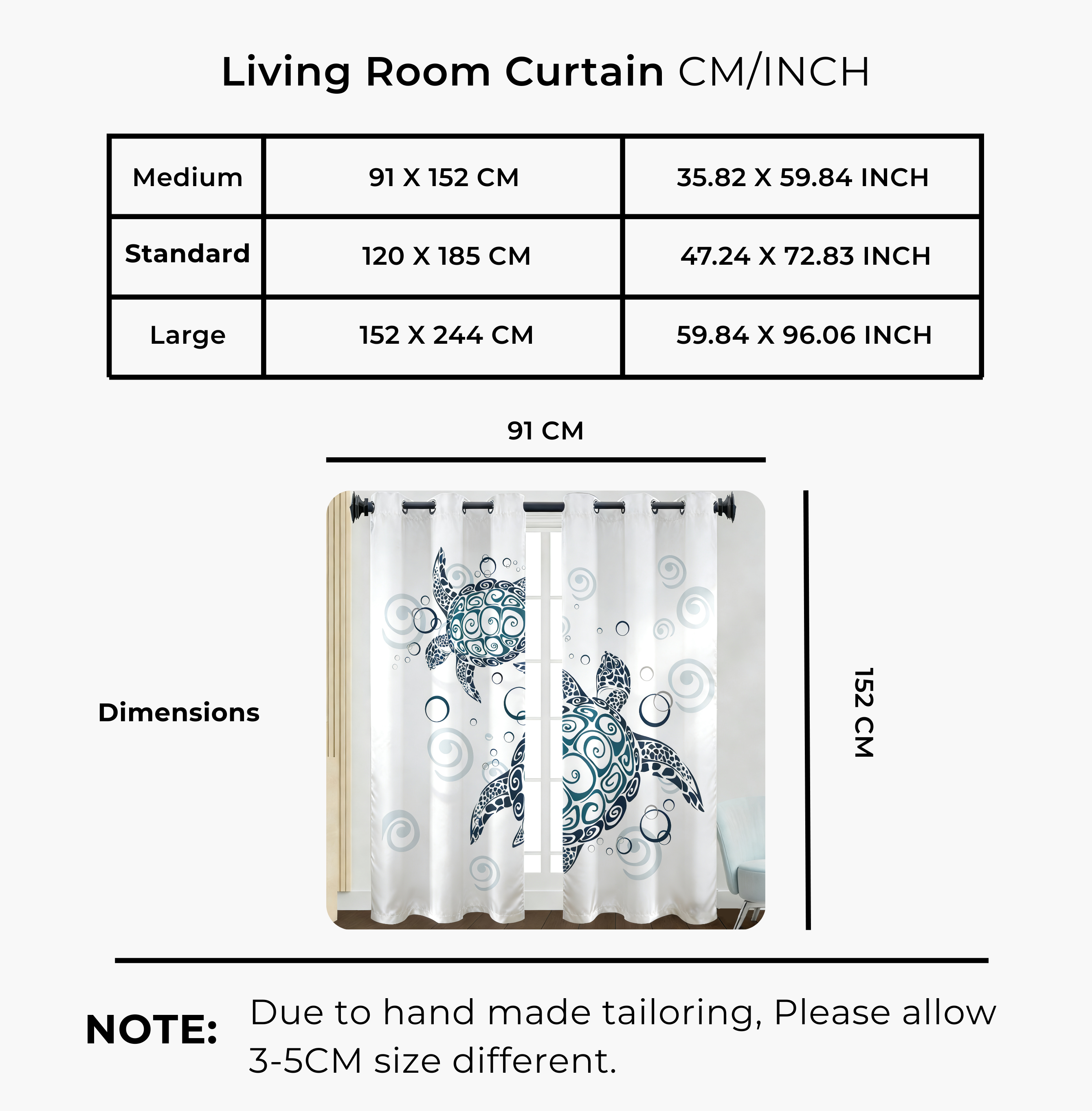 Marine Turtle Living Room Curtain