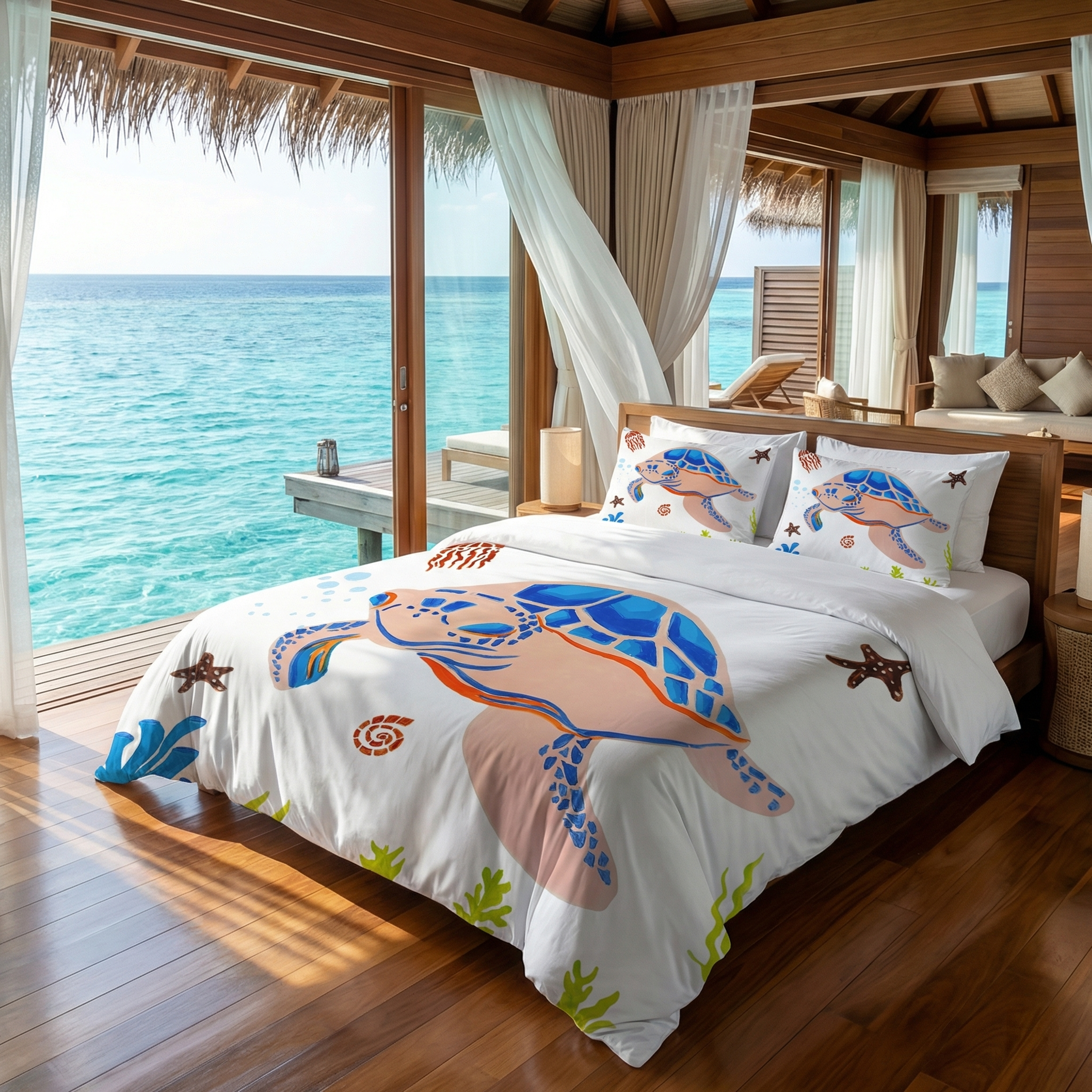 Bluish Turtle Bedding Set